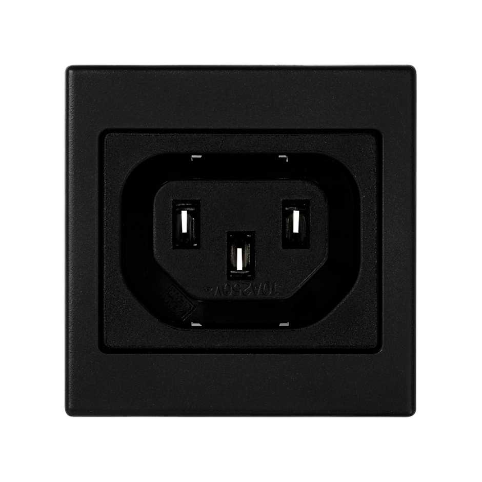 Quick connection connector female IEC320 with trim plate for 1 element black Simon K45