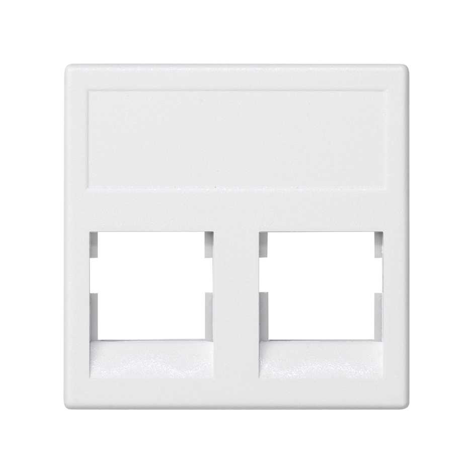 Plaque plate voix et données pour 1 élément avec cache anti-poussière pour 2 connecteurs RJ45 Siemon® blanche Simon K45