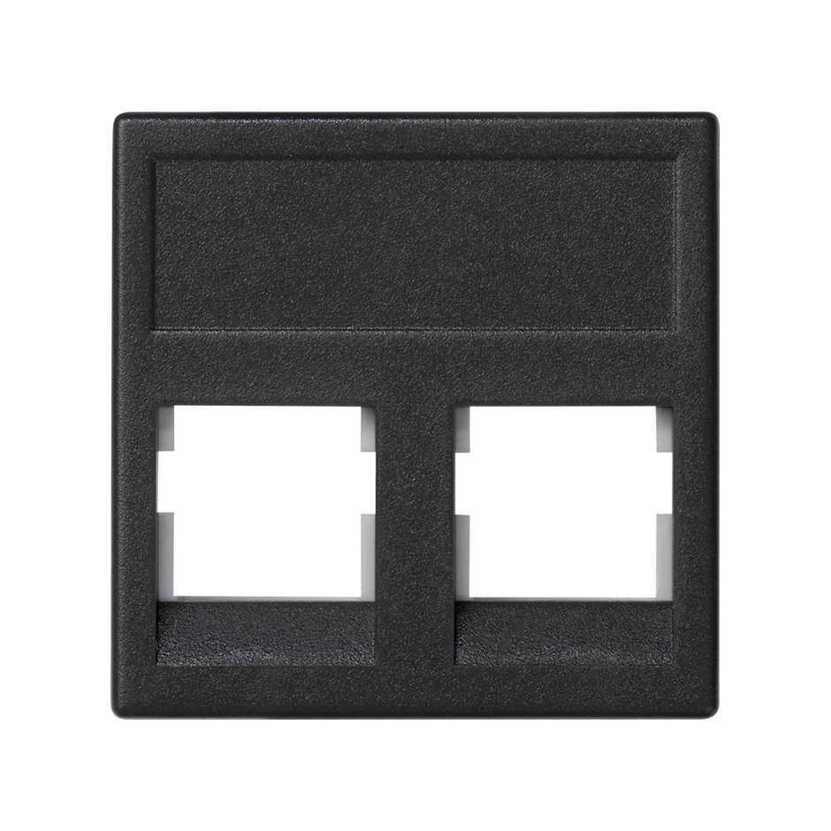 Placa de voz e dados plana sem proteção de pó de 1 elemento para 2 conetores RJ45 da Nexans® preto Simon K45