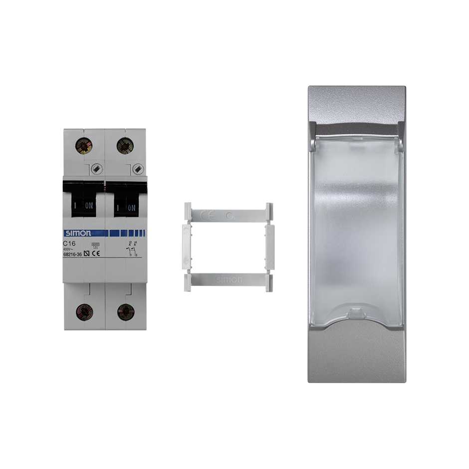 Magnetotérmico bipolar 16 A de 3 elementos con placa embellecedora aluminio Simon K45