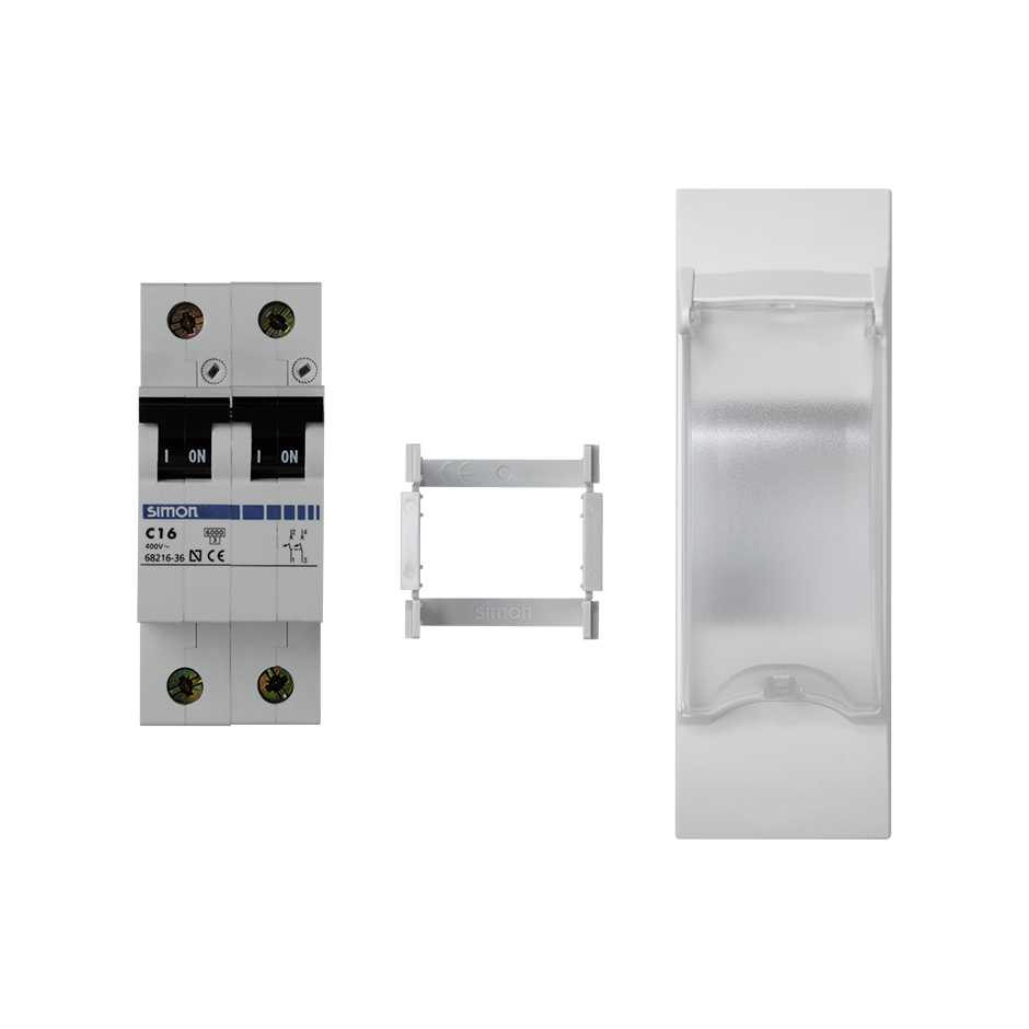 Two-pole MCB 16 A for 3 elements with trim plate white Simon K45