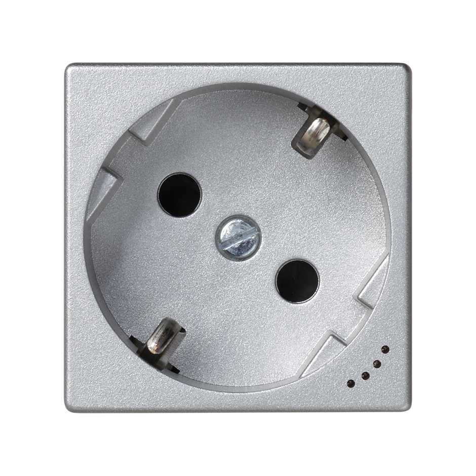Schuko socket outlet 16A 250V~ with safety device, indicator light and screw terminal connection aluminium Simon K45