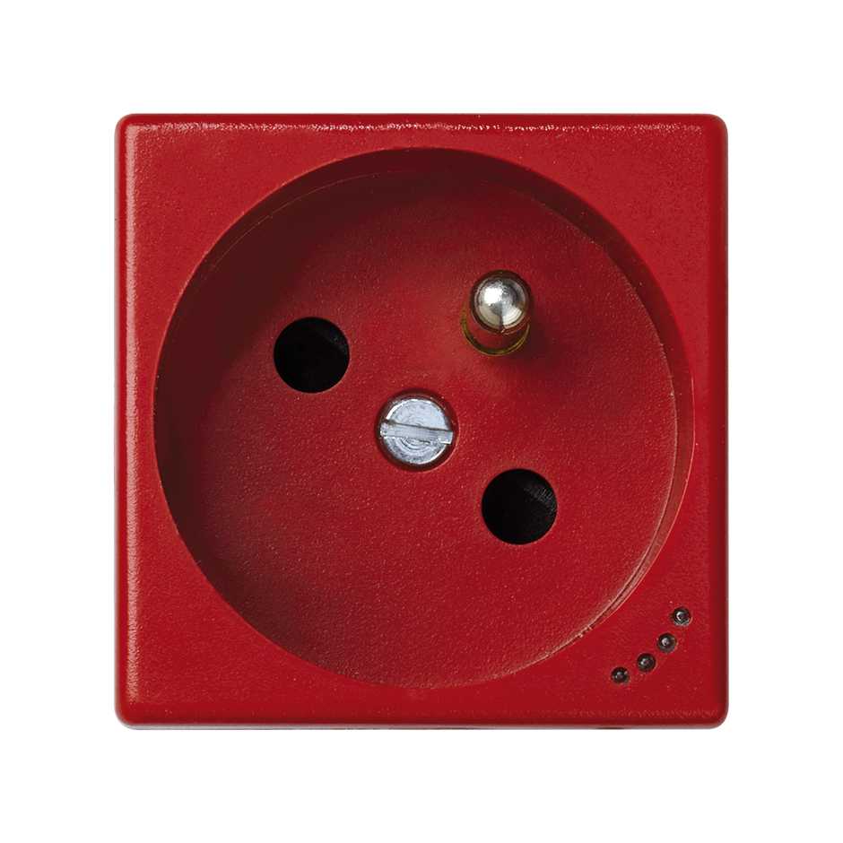 Prise de courant française 16A 250V ~ avec dispositif de sécurité, voyant lumineux et connexion de borne à vis rouge Simon K45