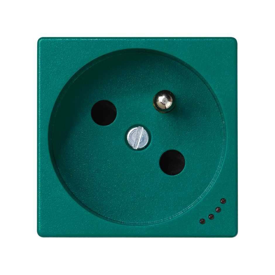 Base de enchufe francesa 16 A 250V~ con dispositivo de seguridad, indicador luminoso y emb. a tornillo verde Simon K45