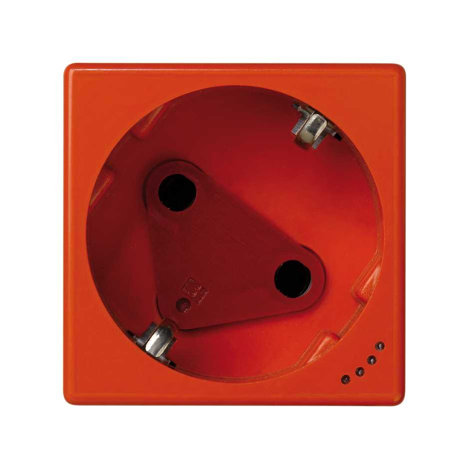 Base de enchufe schuko 16 A 250V~ con obturador de seguridad, indicador luminoso y emb. a tornillo naranja Simon K45