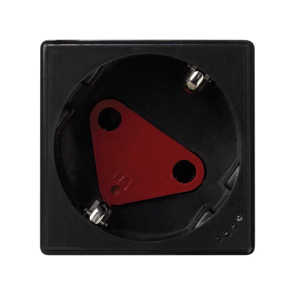Schuko socket outlet 16A 250V~ with safety shutter, indicator light and screw terminal connection black Simon K45