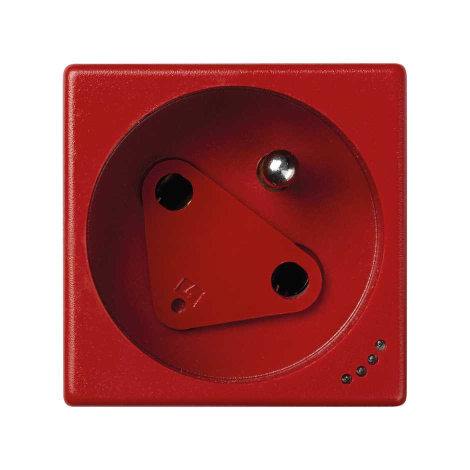 Base de enchufe francesa 16 A 250V~ con obturador de seguridad, indicador luminoso y emb. a tornillo rojo Simon K45