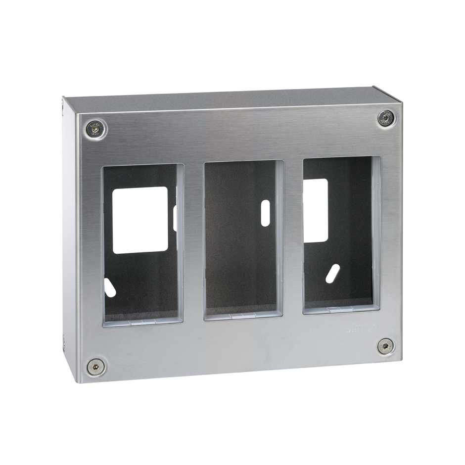 Caja metálica de pared de superficie para 6 elementos acero inox Simon K45