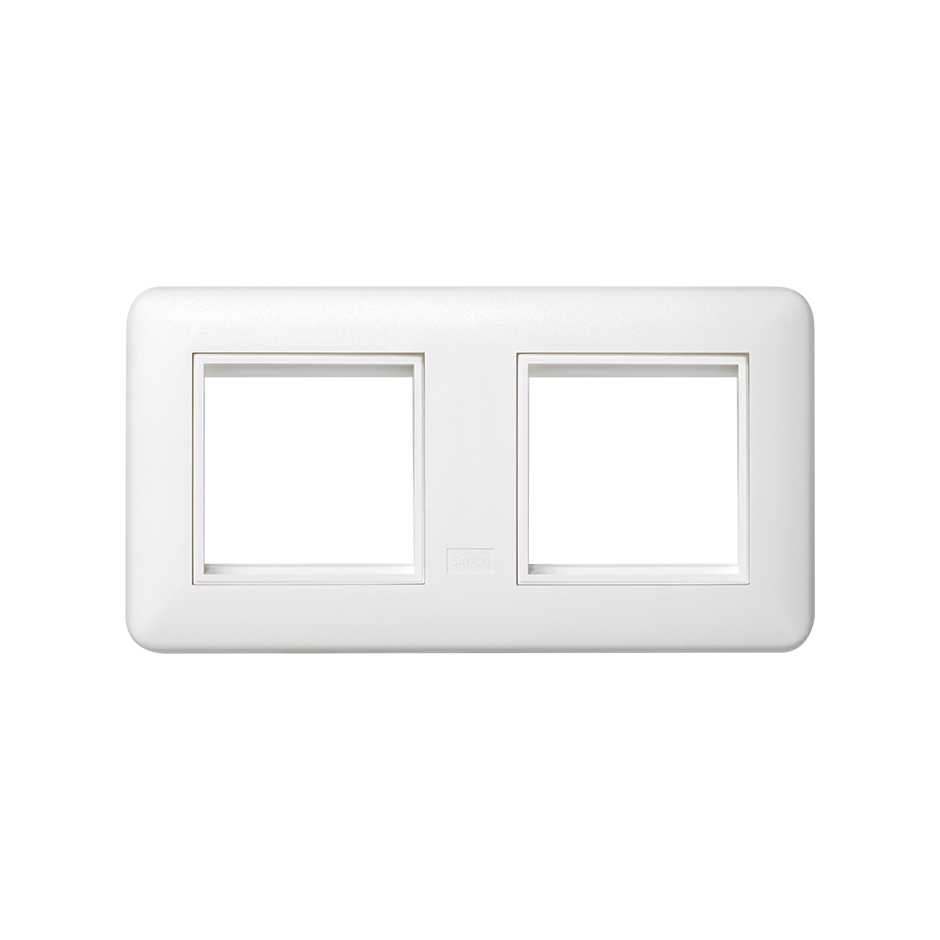 Frame and frame holder for surface mount and flush mount wall box for 2 elements white Simon K45