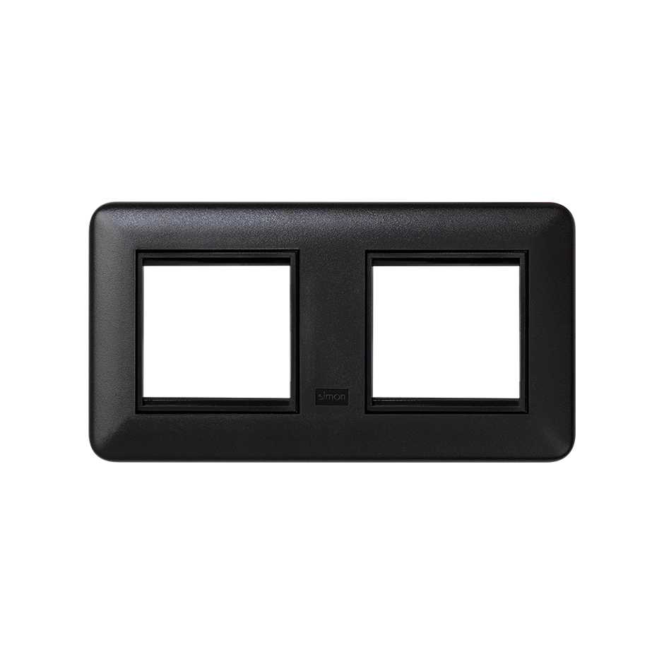 Frame and frame holder for surface mount and flush mount wall box for 2 elements black Simon K45