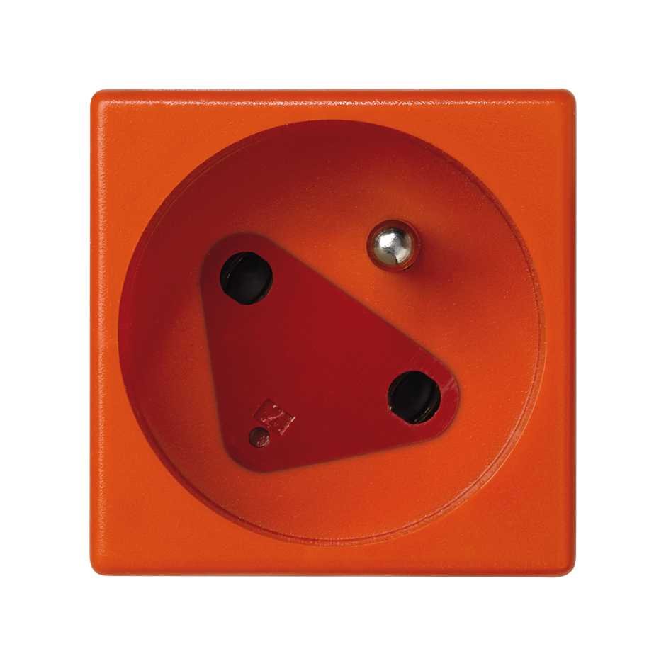 Base de enchufe francesa 16 A 250V~ con obturador de seguridad y embornamiento rápido naranja Simon K45