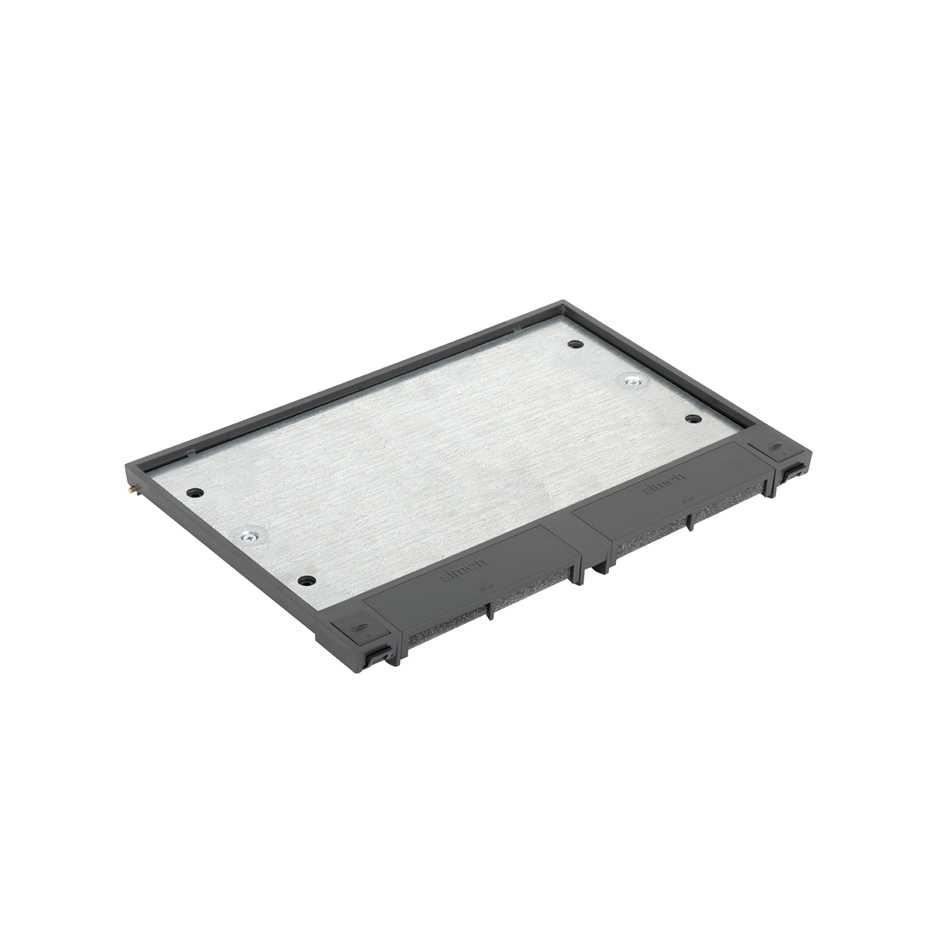 Couvercle rabattable pour boîte de sol ajustable ou trappe de visite pour 6 modules doubles, vue de face graphite Simon 500 Cima