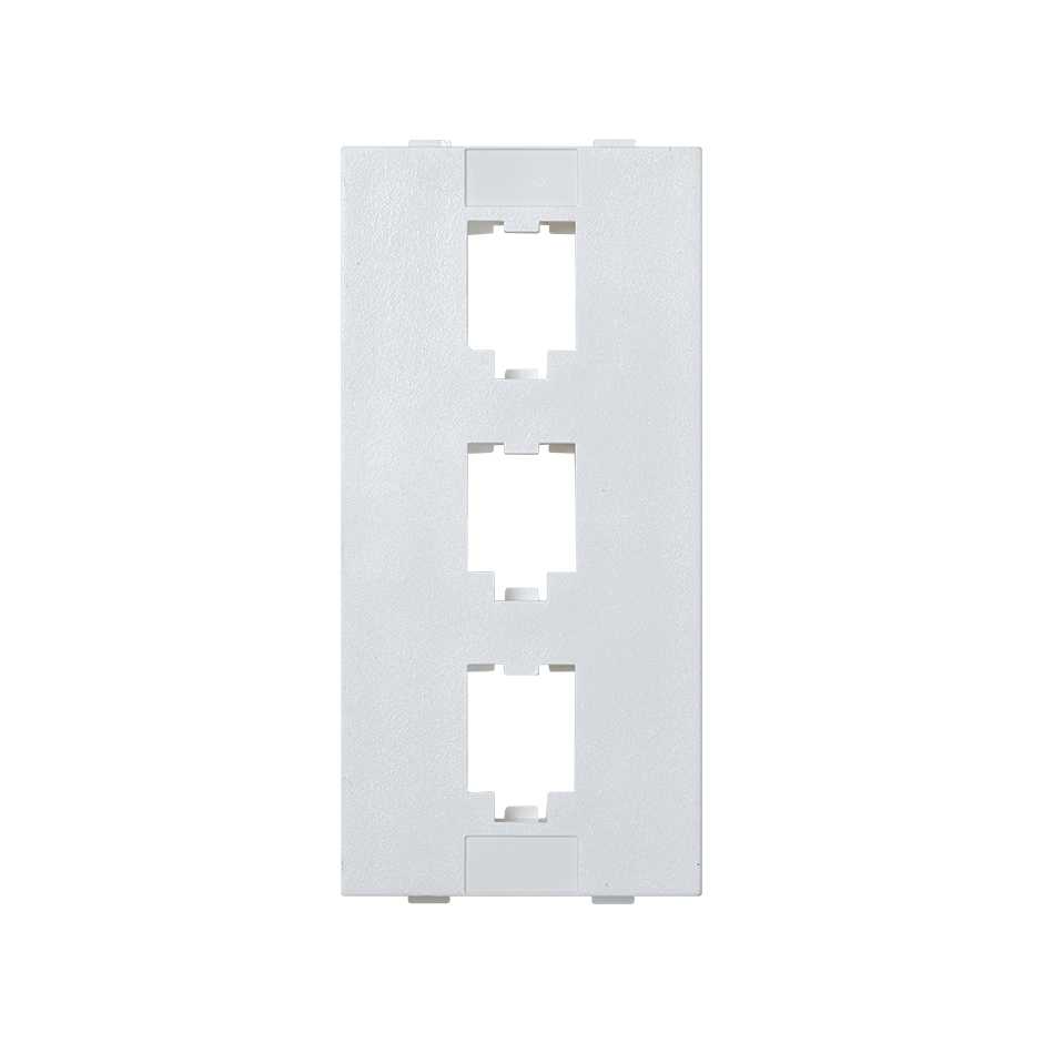 Flat voice and data plate without dust cover for 3 RJ45 compatibility with other manufacturers of 1 double element white Simon Cima