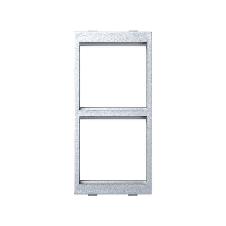 Plaque d'adaptation pour 2 mécanismes Simon K45 avec clip vertical de 1 élément double aluminium Simon Cima