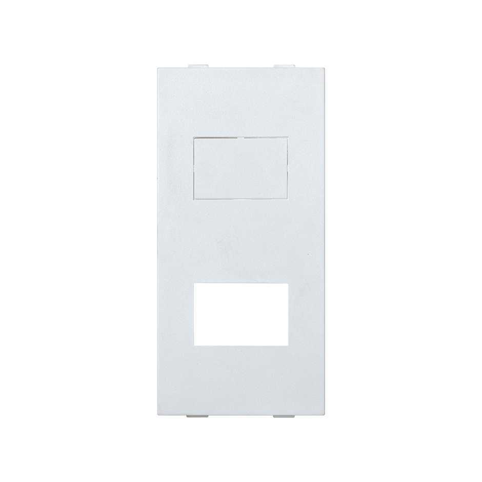Flat voice and data plate without dust cover for 2 or 4 RJ45 of Siemon® MAX Series 1 double element white Simon Cima