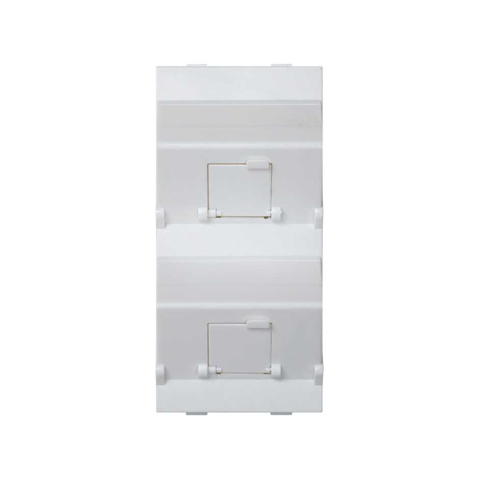 Inclined voice and data plate with dust cover for 2 RJ45 of 1 double element white Simon Cima