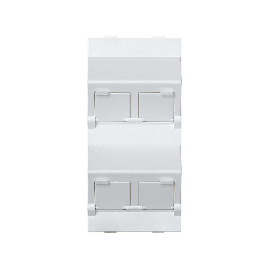 Inclined voice and data plate with dust cover for 4 RJ45 of 1 double element white Simon Cima