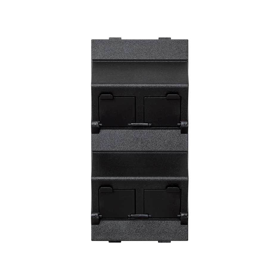 Inclined voice and data plate with dust cover for 4 RJ45 of 1 double element graphite Simon Cima
