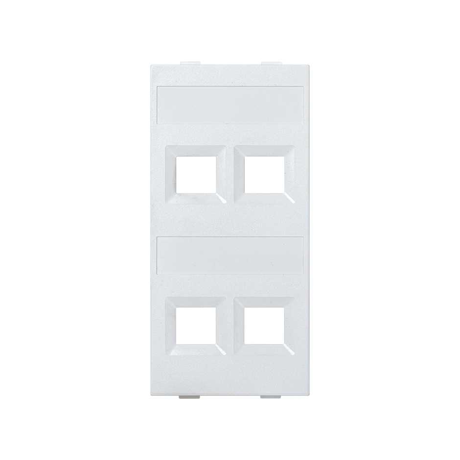 Flat voice and data plate without dust cover for 4 RJ45 of Ortronics® of 1 double element white Simon Cima