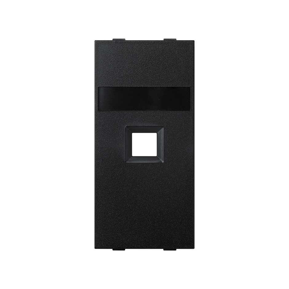 Flat voice and data plate without dust cover for 1 RJ45 of Nexans® of 1 double element graphite Simon Cima