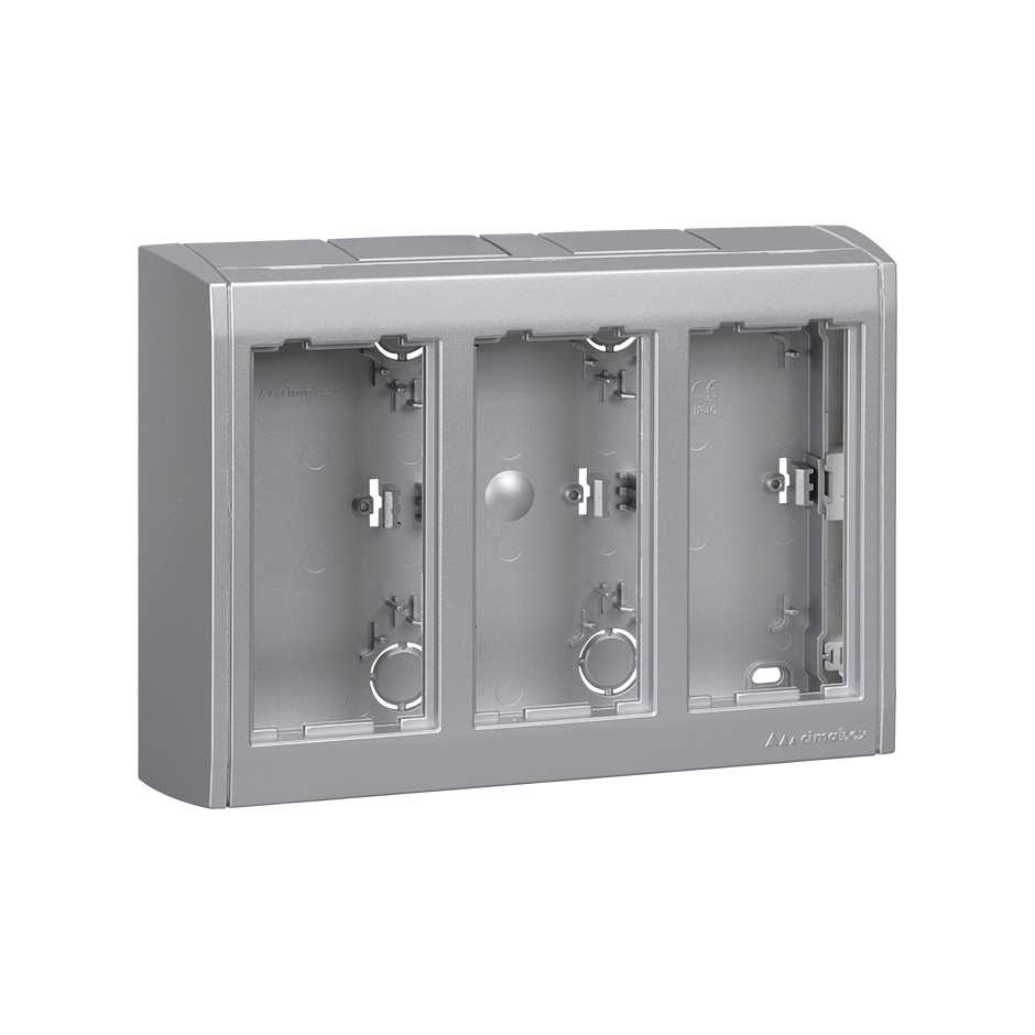 Surface wall box Cima Pro of 3 double elements aluminum Simon Cima Pro
