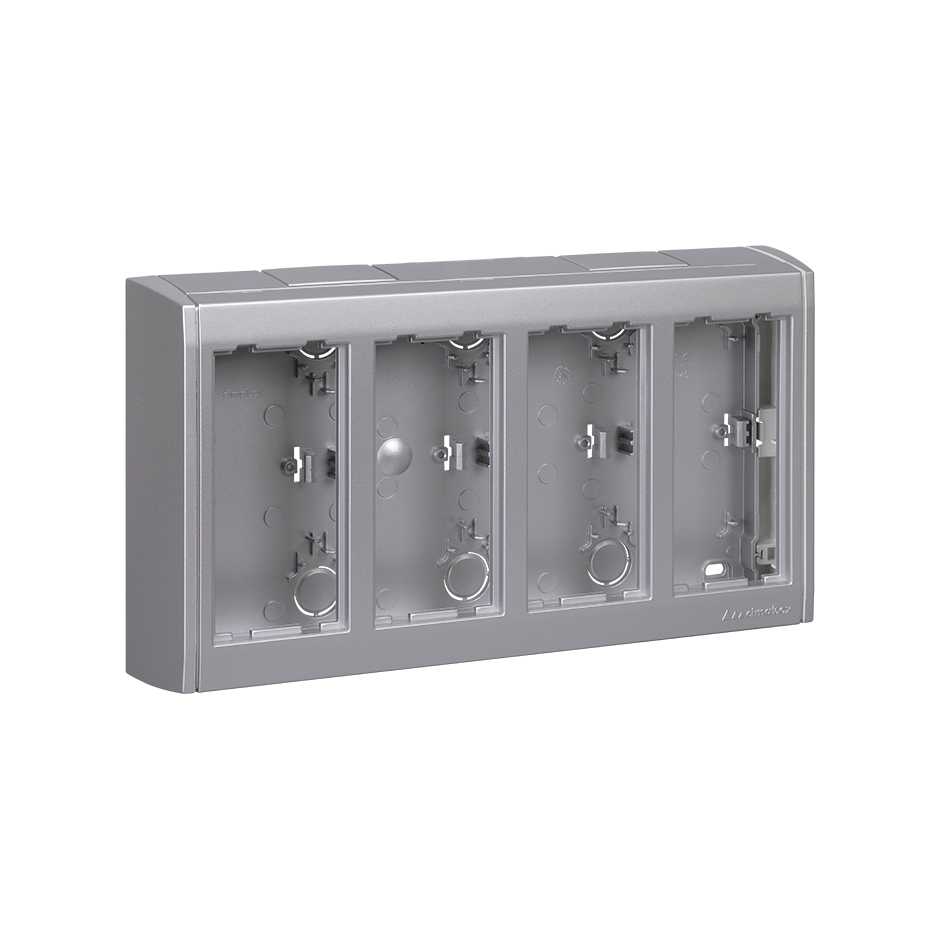 Surface wall box Cima Pro of 4 double elements aluminum Simon Cima Pro