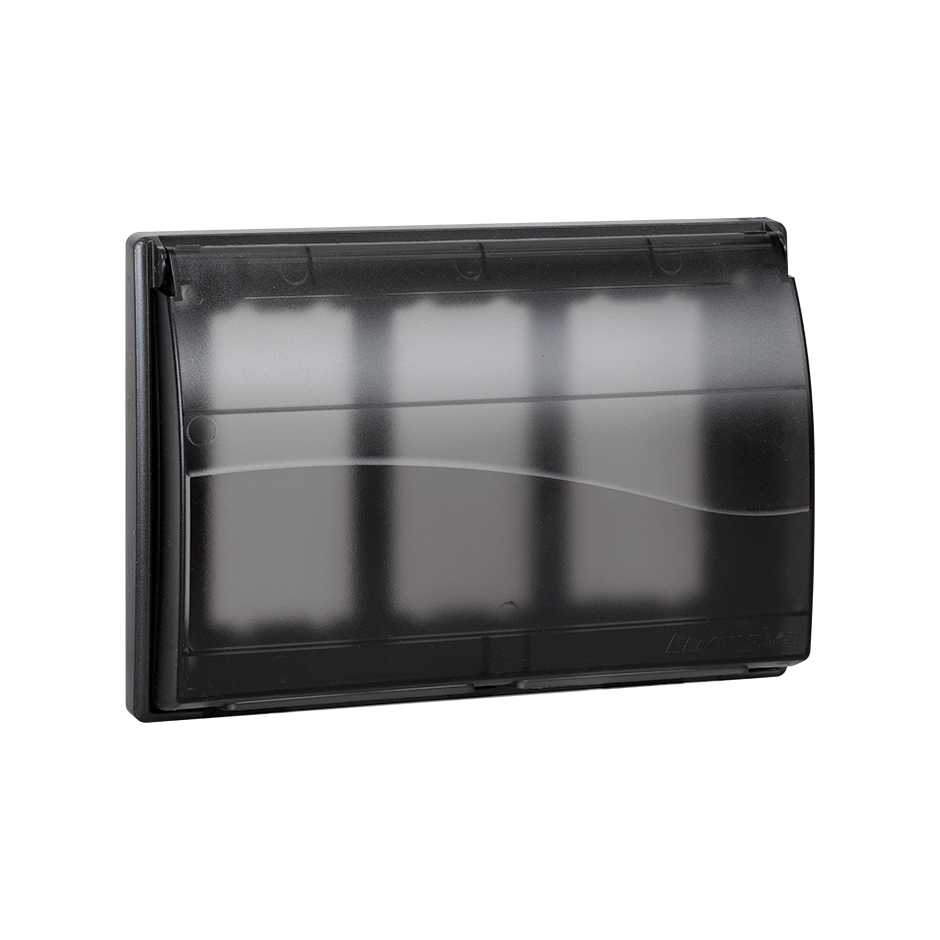Frame with foldable cover for flush-mounted wall box Cima Pro for 3 double elements graphite Simon Cima