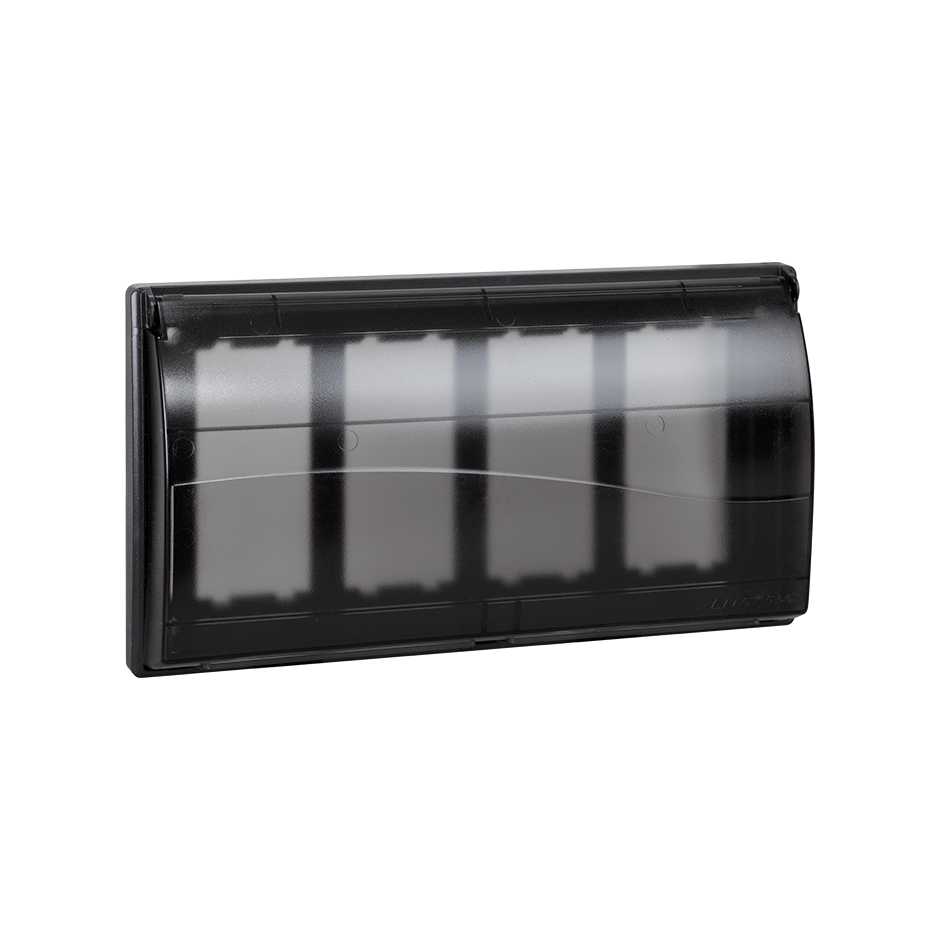 Frame with foldable cover for flush-mounted wall box Cima Pro for 4 double elements graphite Simon Cima