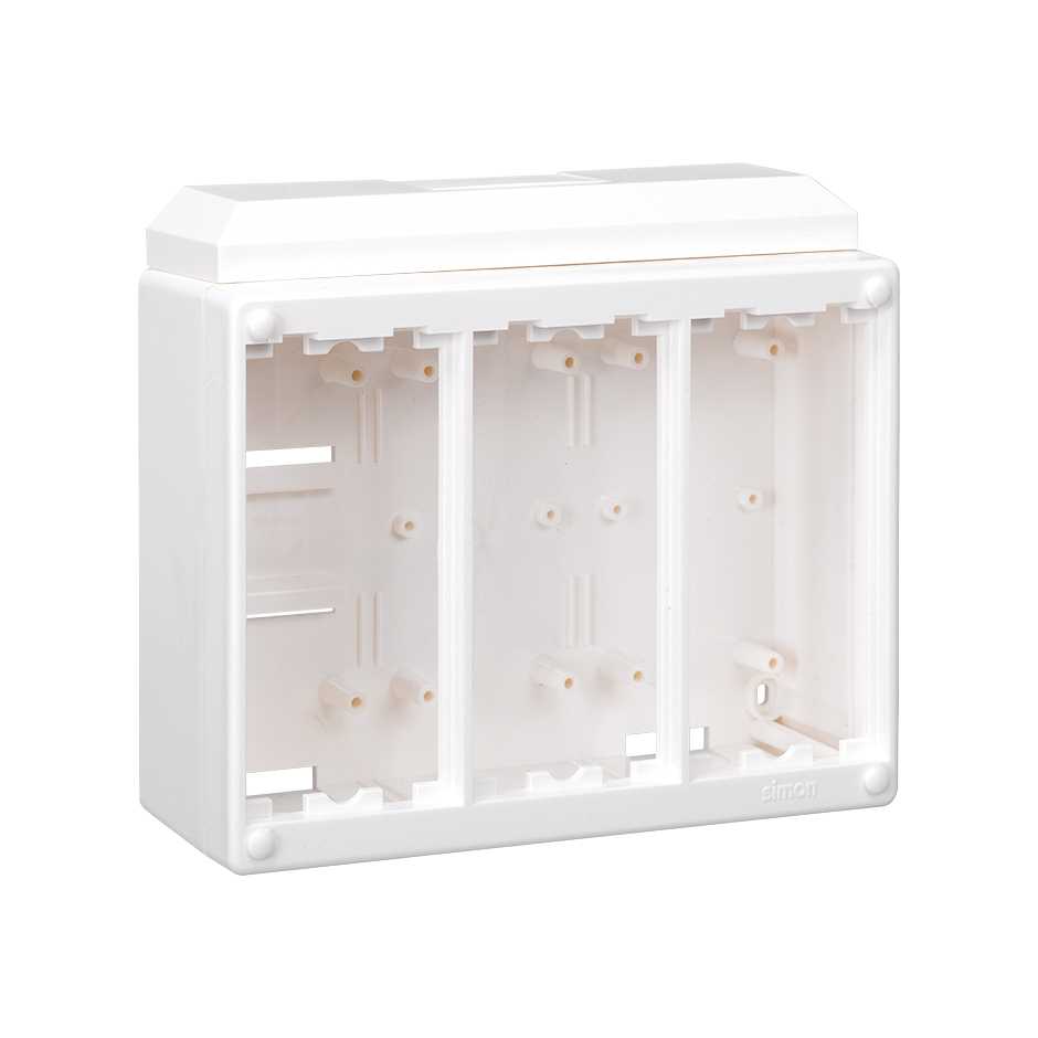 Surface-mounted wall box Cima Classic of 3 double elements white Simon Cima