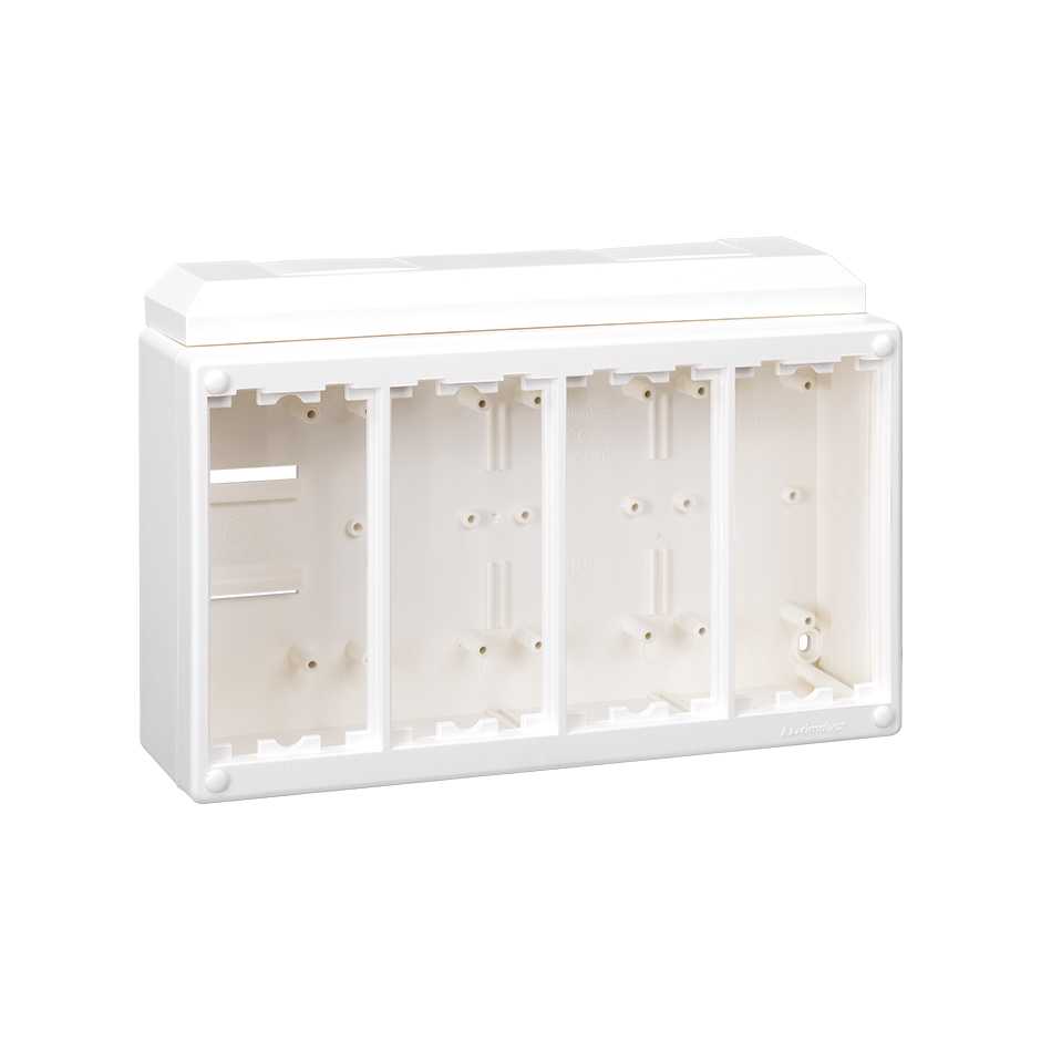 Surface-mounted wall box Cima Classic of 4 double elements white Simon Cima