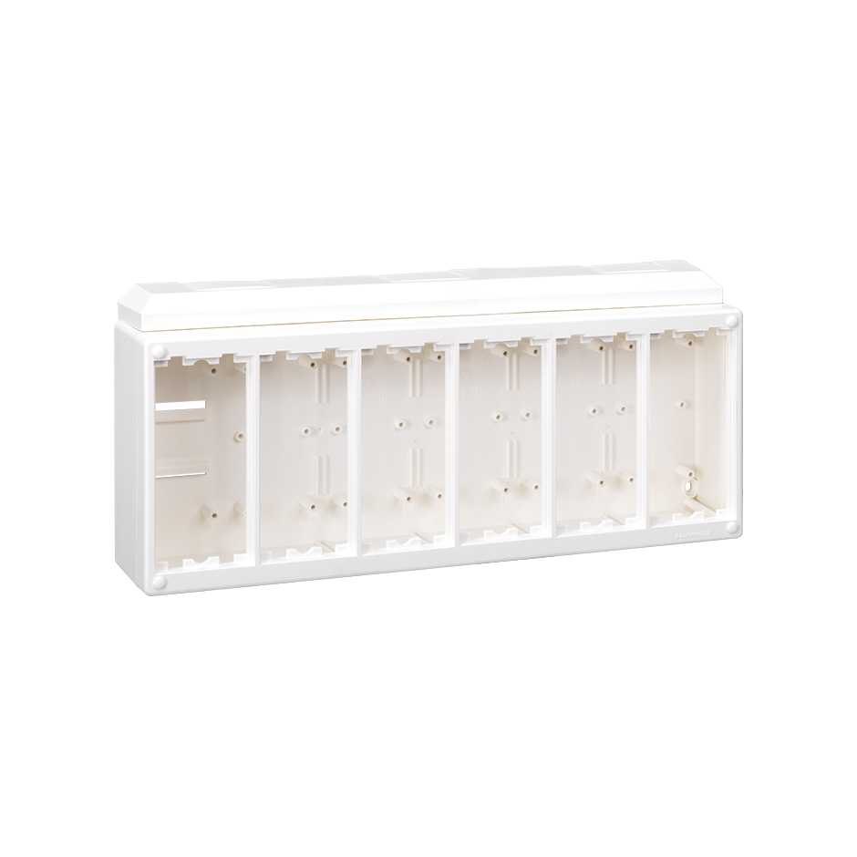 Surface-mounted wall box Cima Classic of 6 double elements white Simon Cima