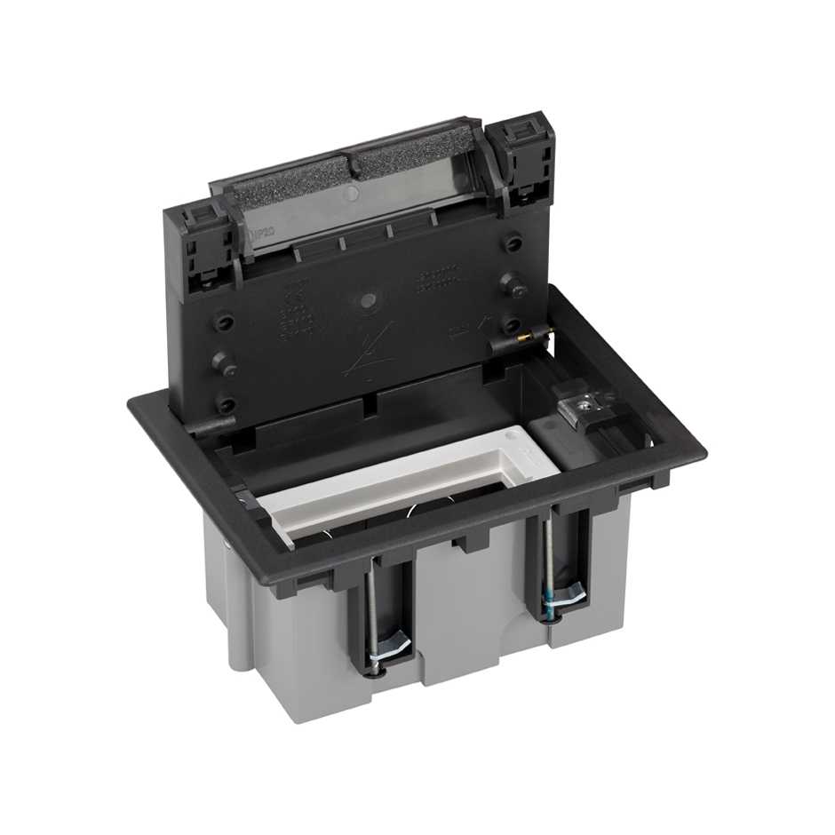 Adjustable floor box for 1 double element for installation in technical floor graphite Simon Cima
