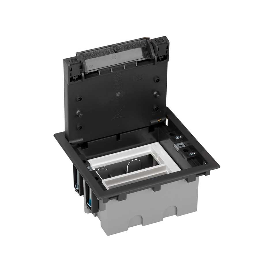 Adjustable depth trap on 2 modules S for installation in a false floor graphite color Simon CIMA