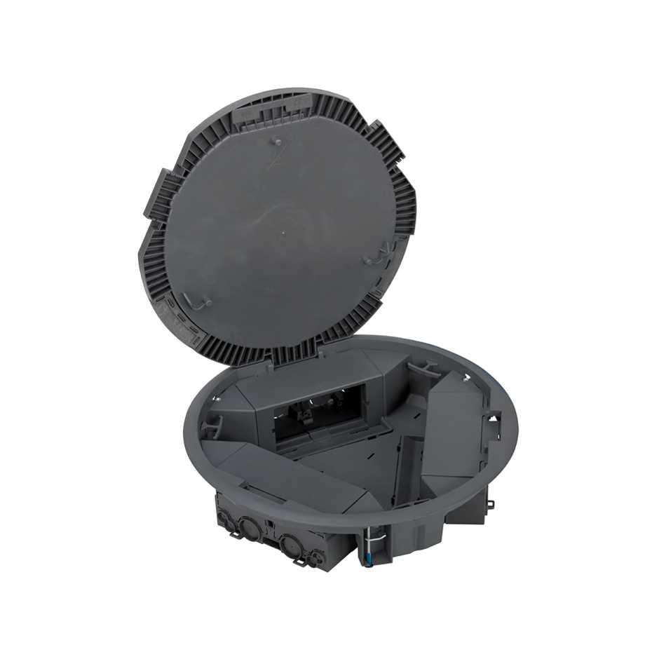 Reduced depth floor box with 3 double elements for installation in technical or pavement floor gray Simon Cima