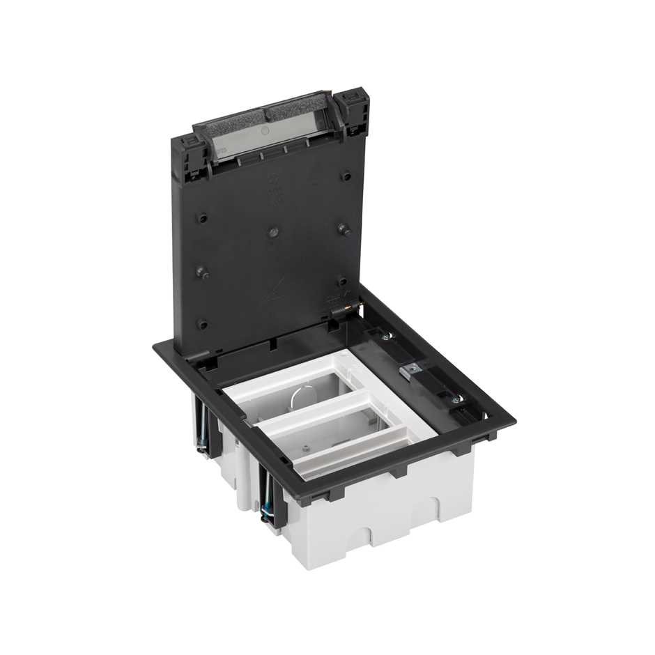 Caja de suelo de 90 a 120mm de 3 módulos, con marco porta mecanismos Grafito Simon Serie S