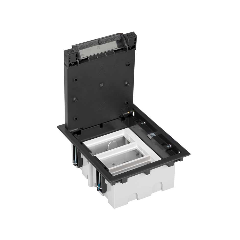 Adjustable floor box with 3 double elements for installation in pavement floor graphite Simon Cima