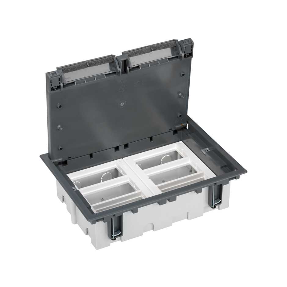 Adjustable depth trap for 6 S modules to be installed in a false floor gray Simon CIMA