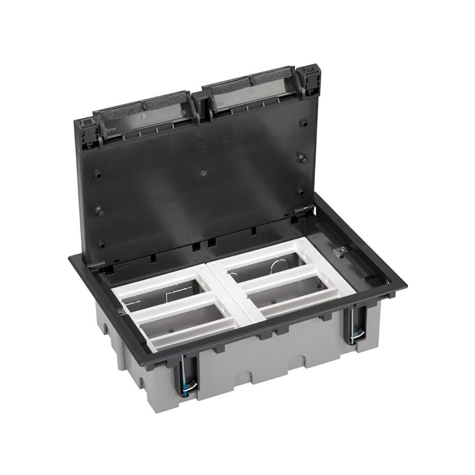 Adjustable depth drawer for 6 S modules to be installed in a false floor color graphite Simon CIMA