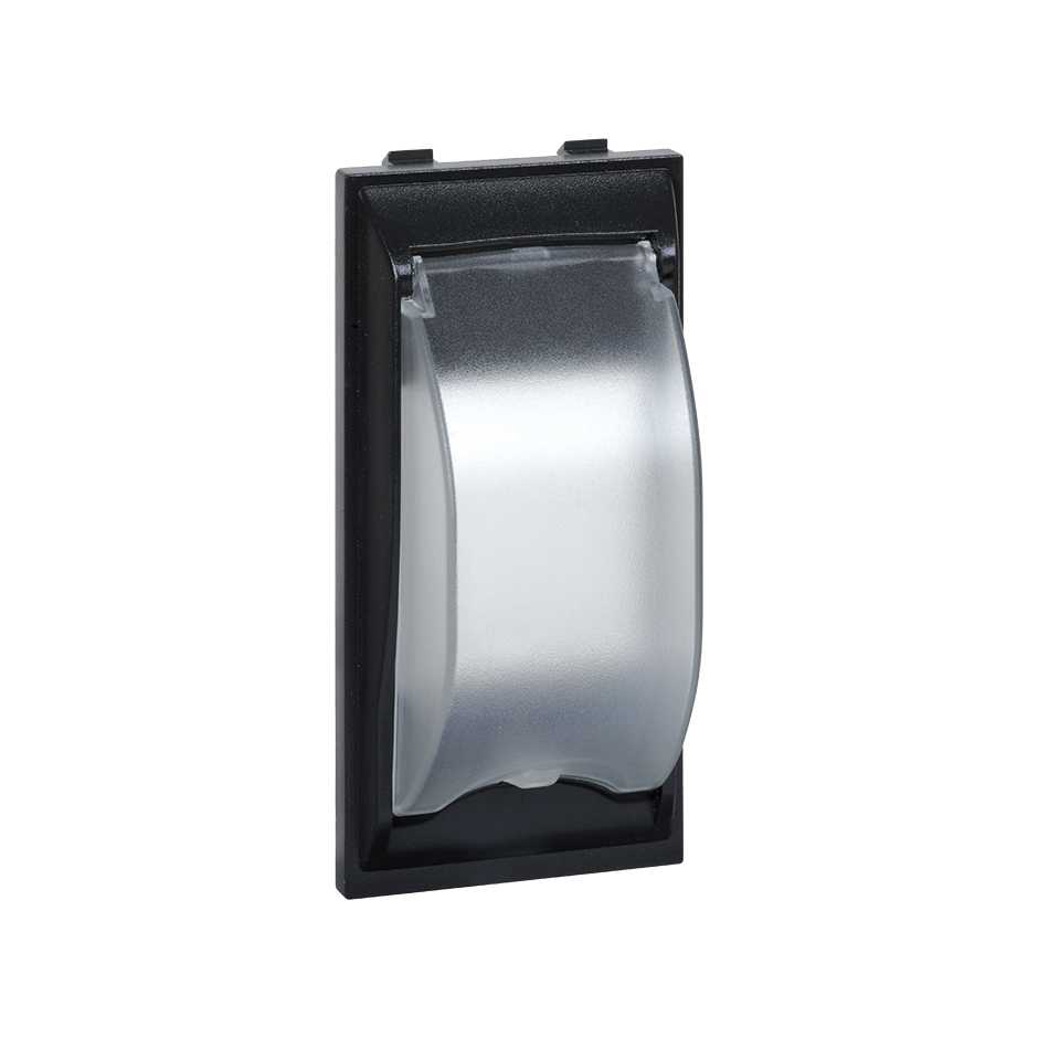 Plaque décorative pour disjoncteur magnétothermique ou différentiel de 1 élément double et 32 mm de hauteur graphite Simon Cima