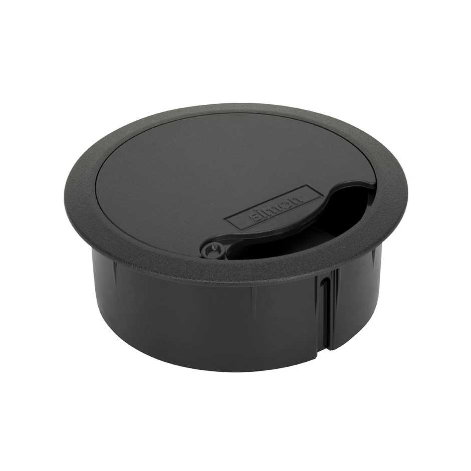 Wire outlet 102 mm diameter for installation in furniture or raised floor black Simon K45