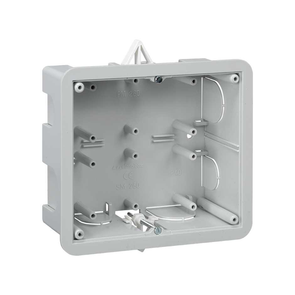 Flush-mounted box for CIMA Classic installation for 2 double positions when installed in a plasterboard wall Simon