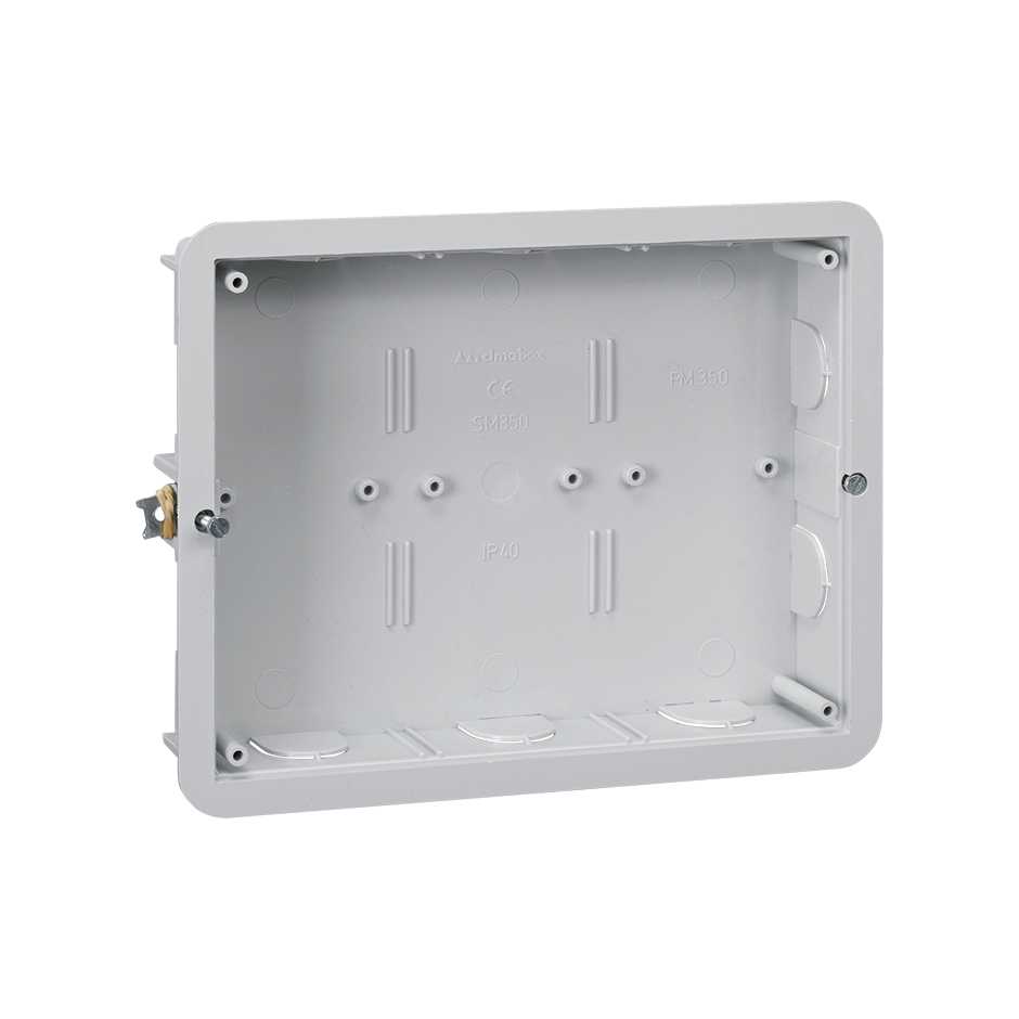 CIMA Classic flush-mounted box for 3 double sockets when installed in a concrete wall Simon