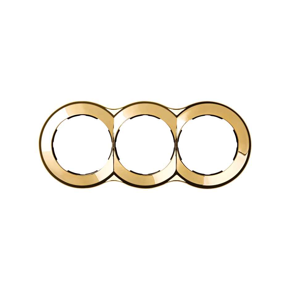 Frame round for 3 elements gold Simon 88