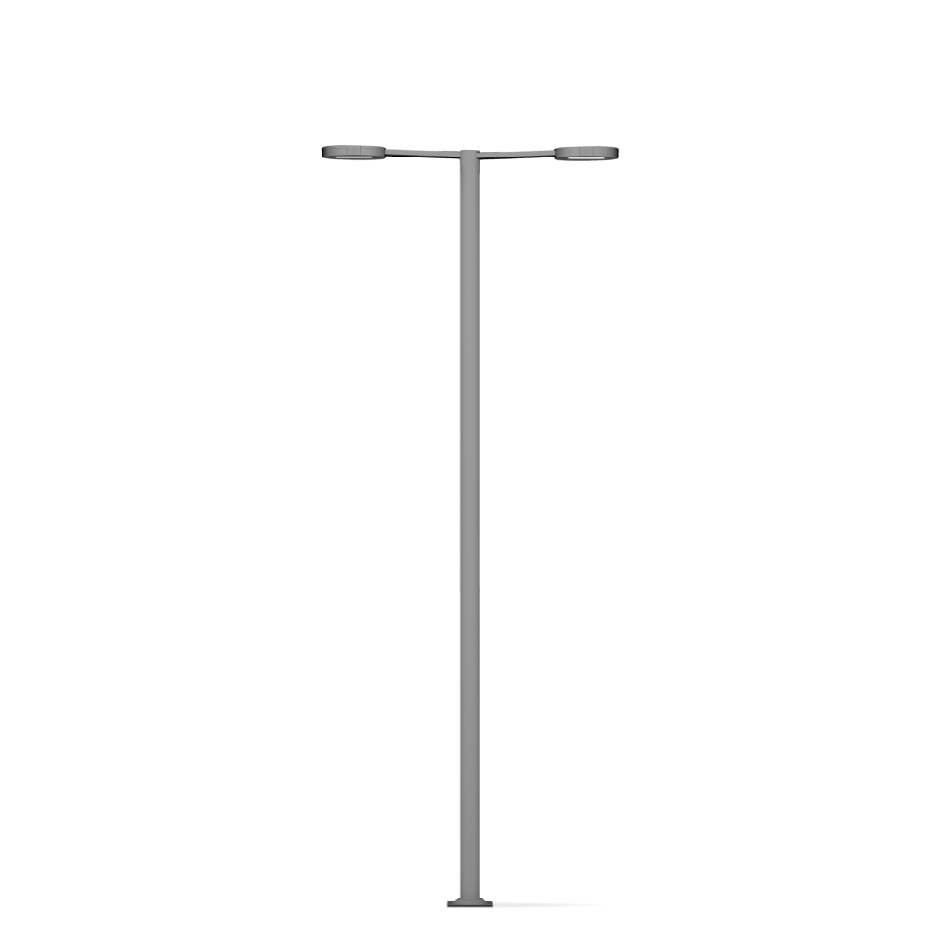 Point lumineux décoratif cylindrique modèle 200, mesurant 5 m de haut et doté d’une fixation pour luminaires latéraux Simon Kelp Merak