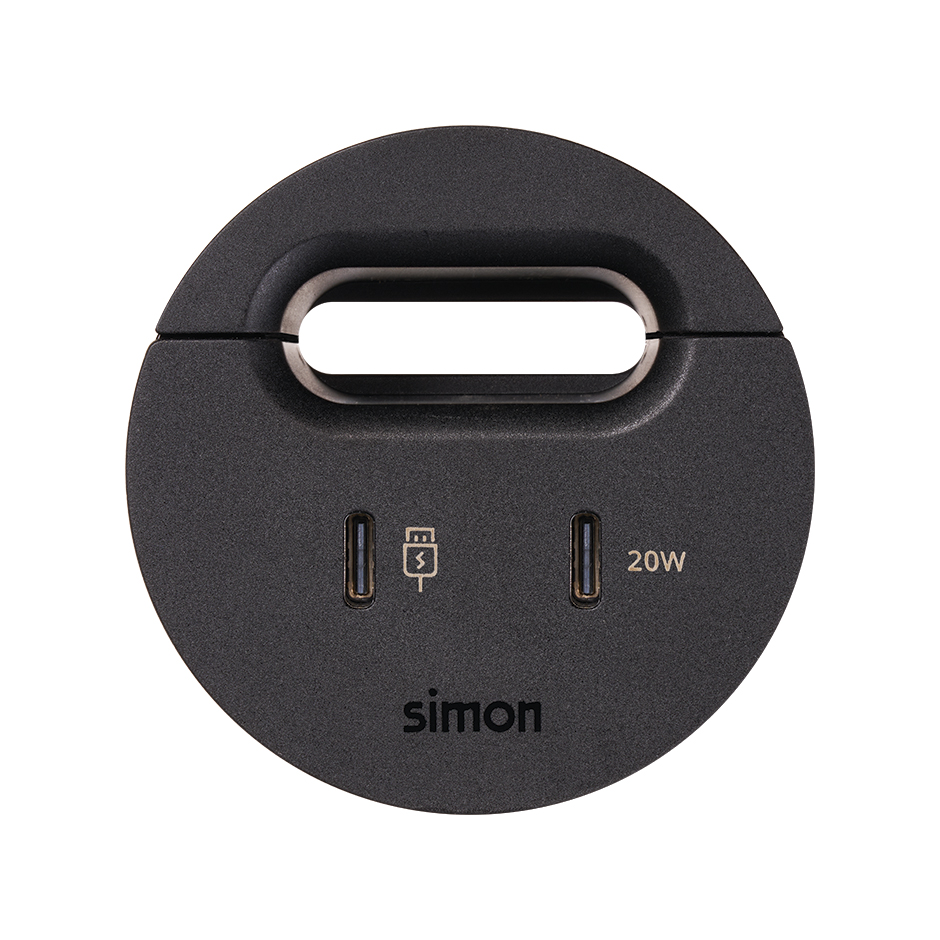 Kit Flash 60 composé du Dock USB C avec 1x HDMI + LAN + 3x USB Type A, chargeur USB type C de 20W et sortie de câblage noir Simon 400