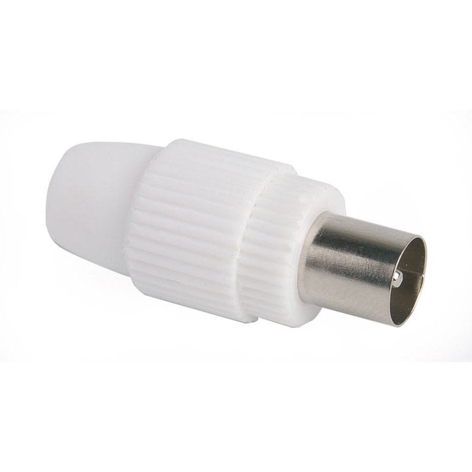 Conector macho reto para cabo TV de 9,5 mm branco 