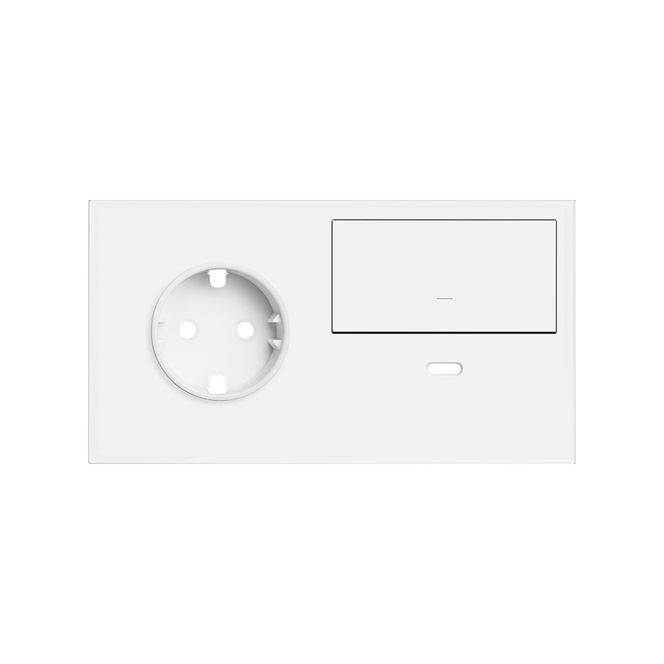 Front kit 2 el. socket + USB charger + rocker right Matt white Simon 100