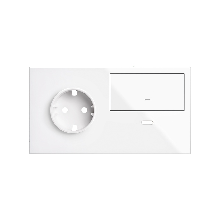 Front kit 2 el. socket + USB charger + rocker right Gloss white Simon 100