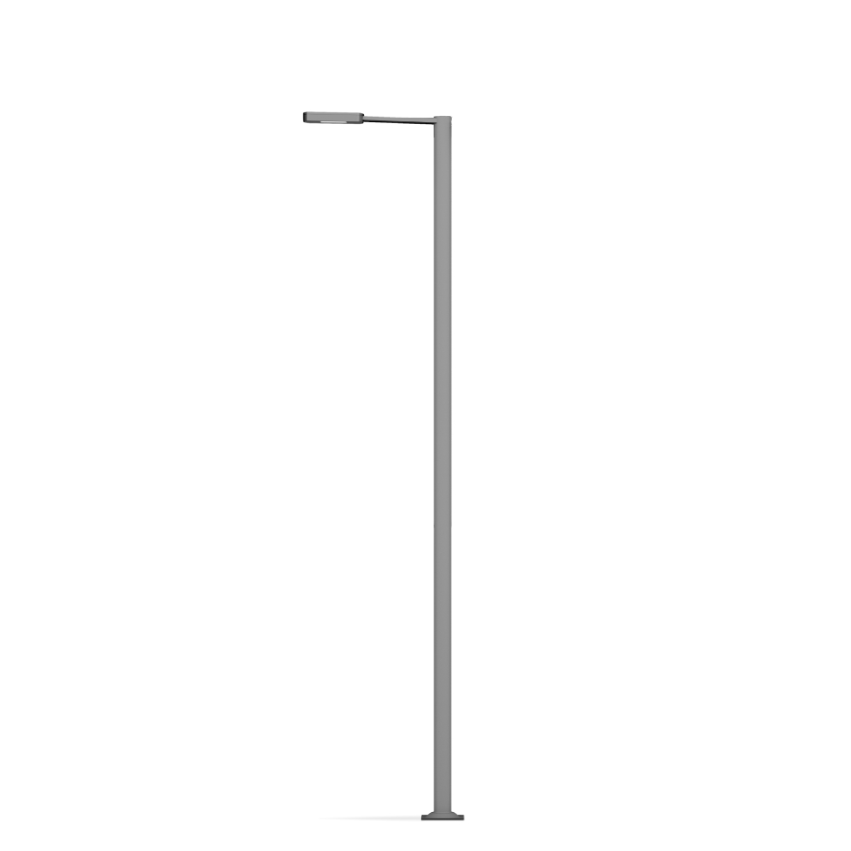 Point lumineux décoratif cylindrique modèle 100, mesurant 5 m de haut et doté d’une fixation pour luminaires latéraux Simon Kelp Merak