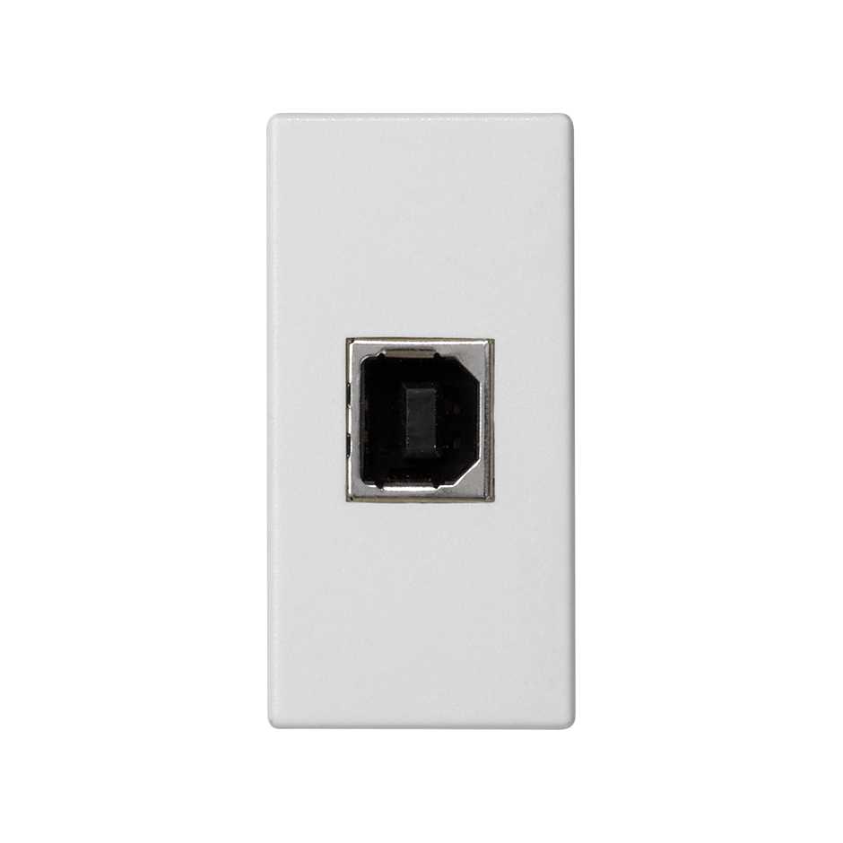 Conetor USB 2.0 Tipo B fêmea com placa embelezadora branco Simon K45